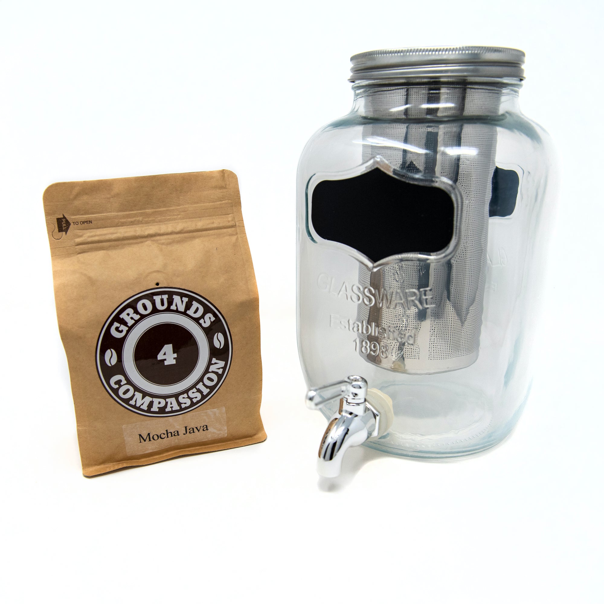Cold Brew Coffee Maker, 1 Gallon Mason Jars Drink Dispenser, 4
